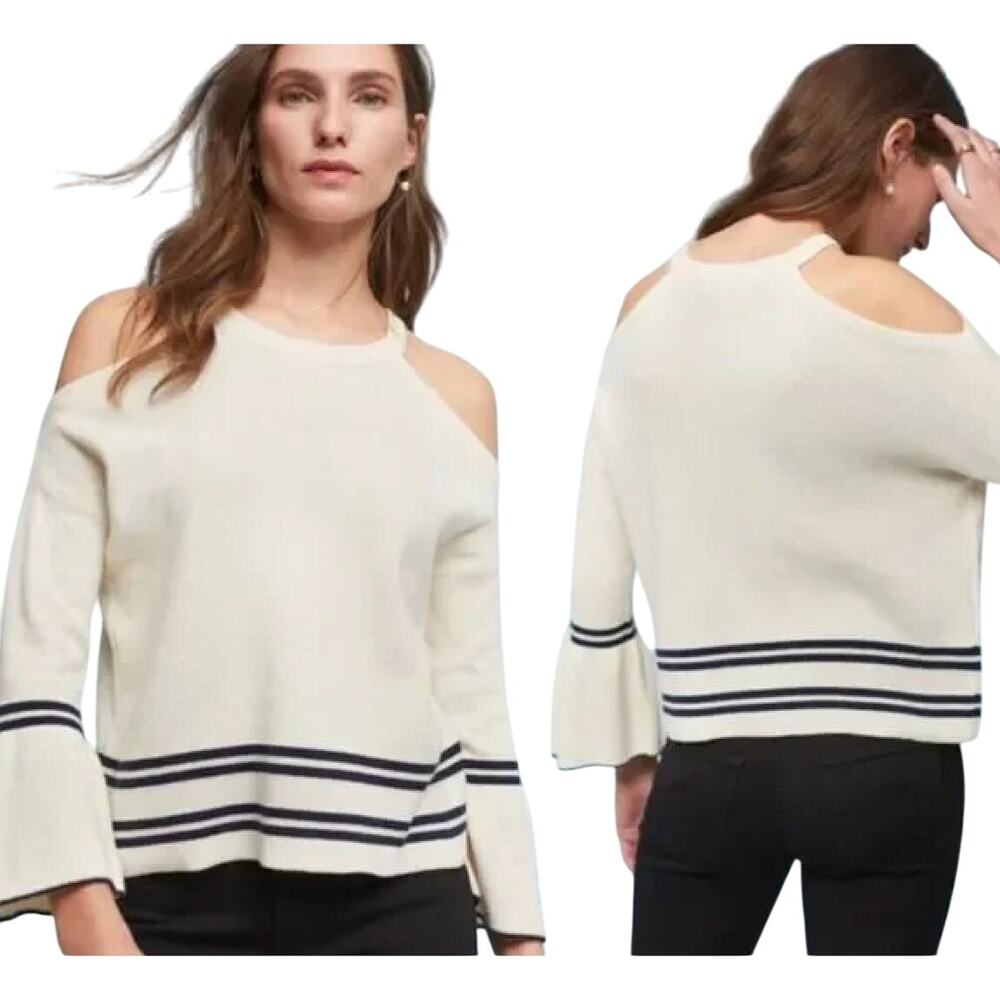 Anthropologie Knitted & Knotted Leandre Cold Shoulder Bell Sleeve Sweater Small
